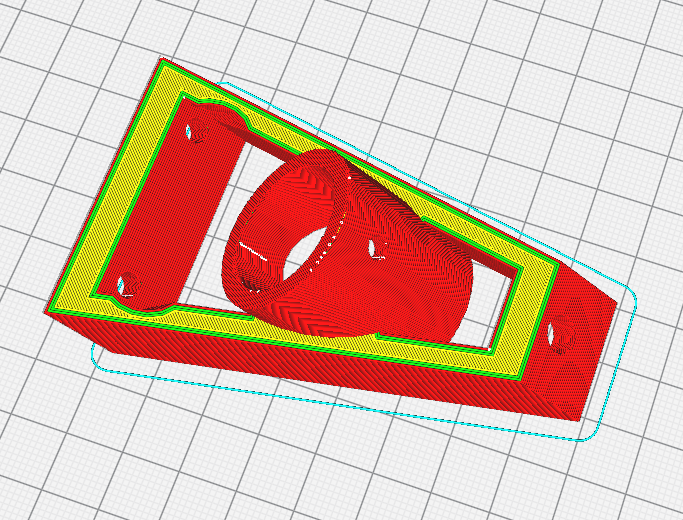 Vorschau des geslicten Modells für die Laser-Halterung