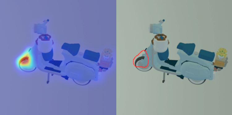 Heatmap und Segmentierung generiert von Reverse Distillation-Model
