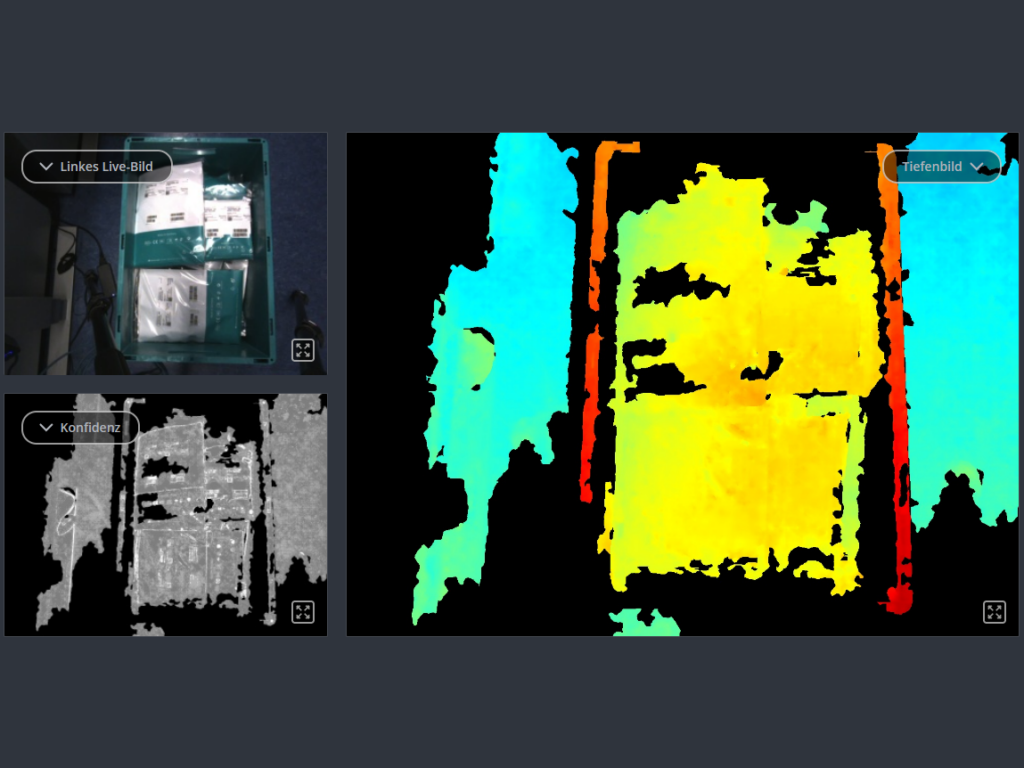 Aufnahme und Berechnungen der Stereokamera bei Raumlicht