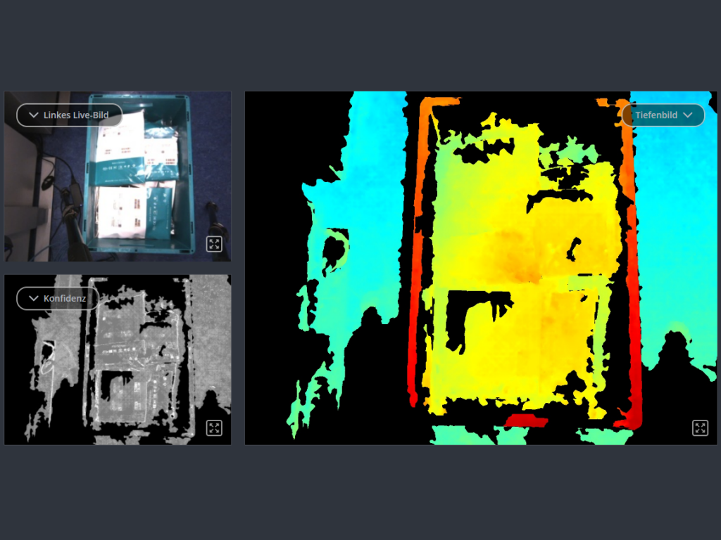 Aufnahme und Berechnungen der Stereokamera bei eingeschaltetem Ringlicht